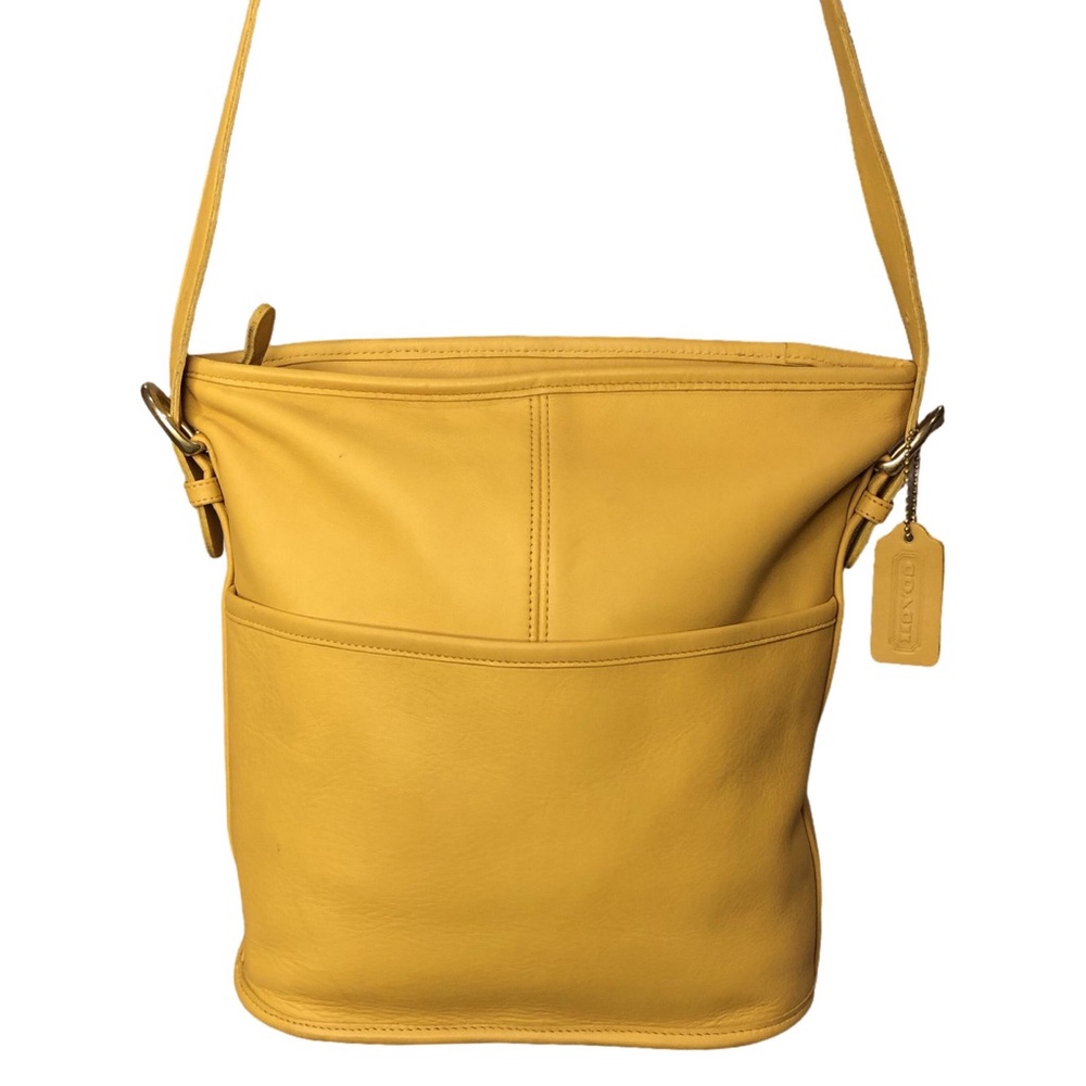 VINTAGE COACH Soho Bleeker Yellow Duffel Bucket Glove Tanned Leather Bag 4153
